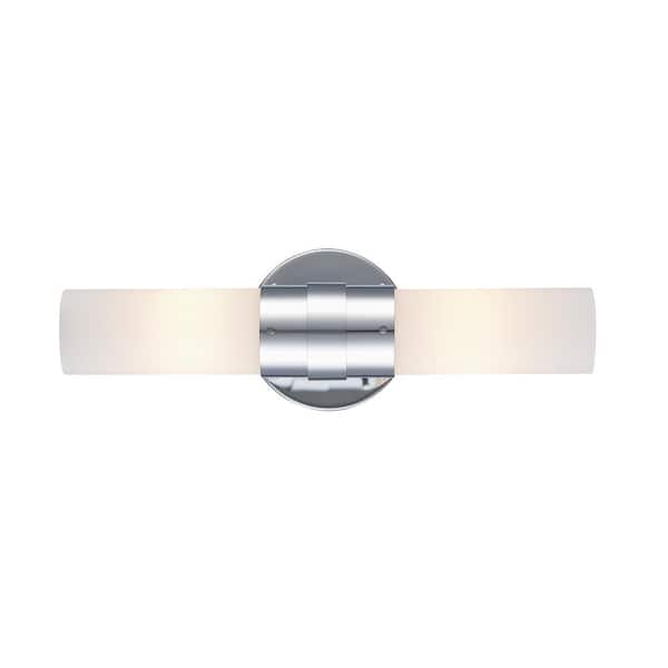 Bel Air Lighting Fusion 15.5 in. 2-Light Polished Chrome Linear Bathroom Vanity Light Fixture with Frosted Glass Shade