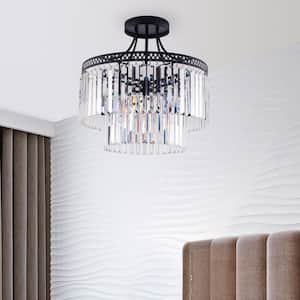 6-Light Pendant Lights, Round Crystals Chandelier, 2-Tier Ceiling Light Fixture, Luxury Pendant Lamp