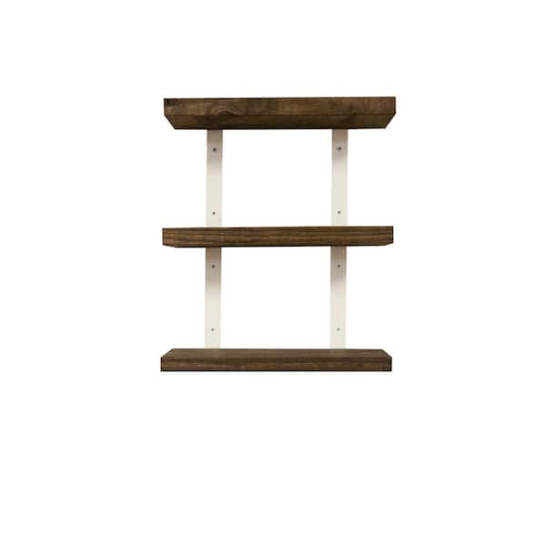 Del Hutson Designs Grace Chic 20 in. Dark Walnut 3-Tier Floating Shelf
