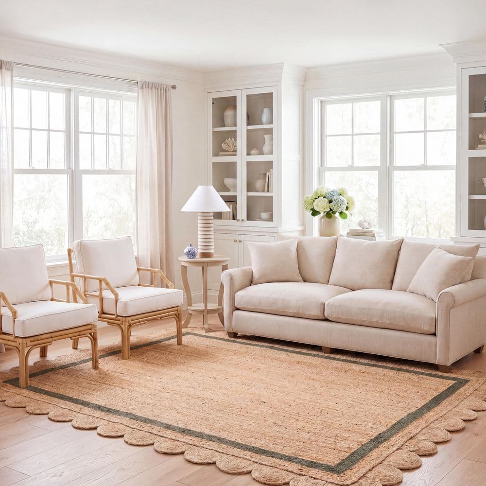 Natural Fiber 6 ft. x 9 ft. Natural/Olive Radiant Border Woven Area Rug price history on PriceWatchPro