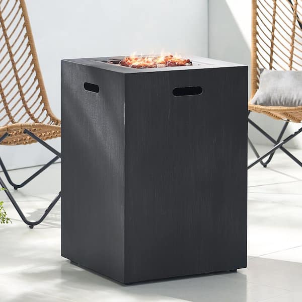 Coporesell 19.5 in. Brushed Black Square Propane Outdoor Fire Pit