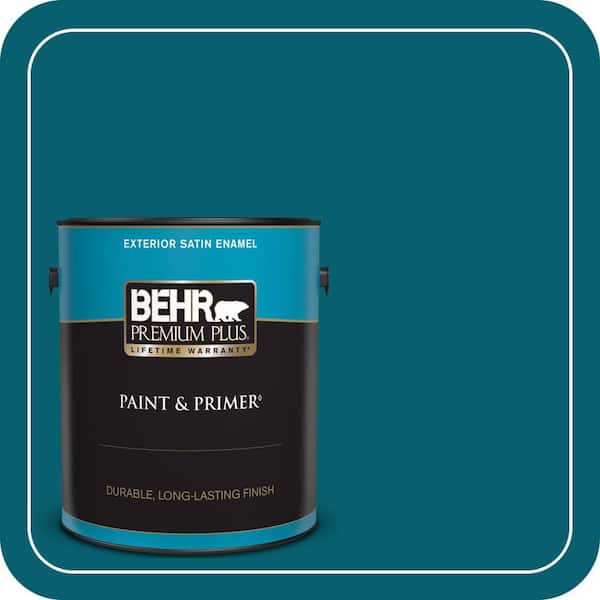 BEHR PREMIUM PLUS 1 gal. #T16-04 Galapagos Satin Enamel Exterior Paint & Primer