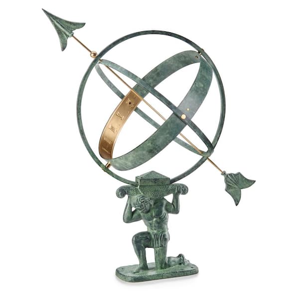 Good Directions 28 in. Verdigris Atlas Armillary Sundial with Brass Accents