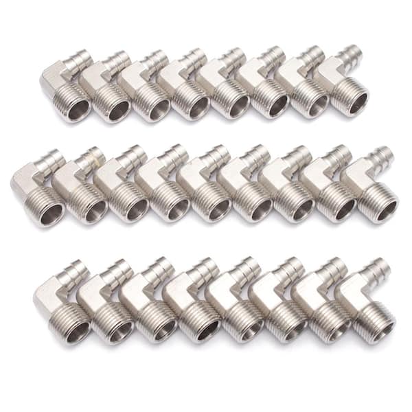 LTWFITTING 1/2 in. ID Hose x 1/2 in. Male NPT Air Gas 90-Degree Elbow Stainless Steel 316 Barb Fitting (25-Pieces)