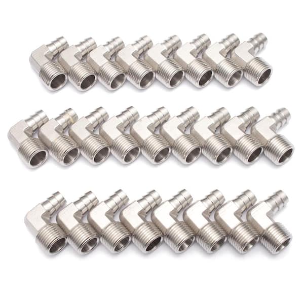 Stainless Steel Barb Fittings - 15/64 Barb 1/8 BSPT Male Connectors | 2 Pack For Air Water Oil Gas Fuel Lines