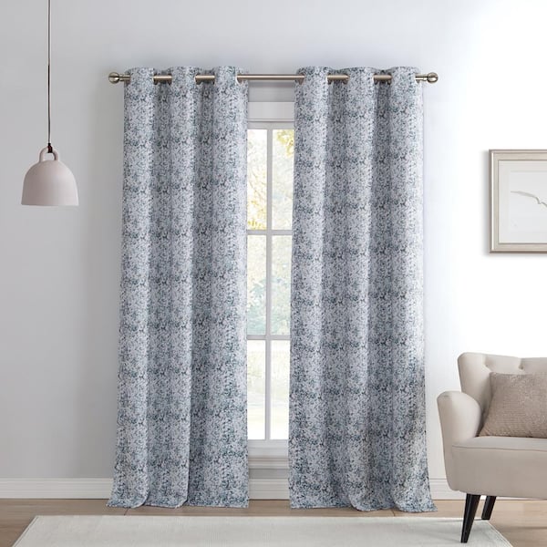 Kensie Mae 38 in. W x 84 in. L Polyester Window Panel in Silver