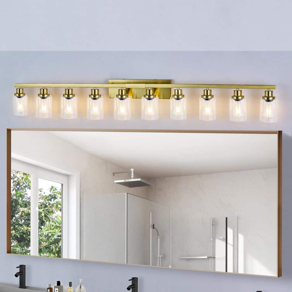 5.7 in. 10 Light Gold Vanity Lights for Mirror, Modern Gold Bathroom Wall Lighting for Bedroom, Living Room price history on PriceWatchPro