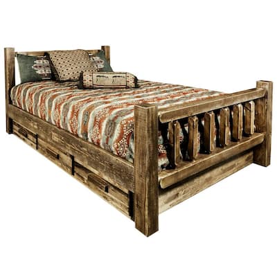 Solid Wood Storage Beds Bedroom Furniture The Home Depot