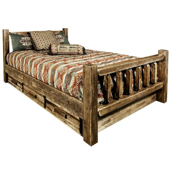 Homestead Collection Medium Brown Queen Bed with Storage