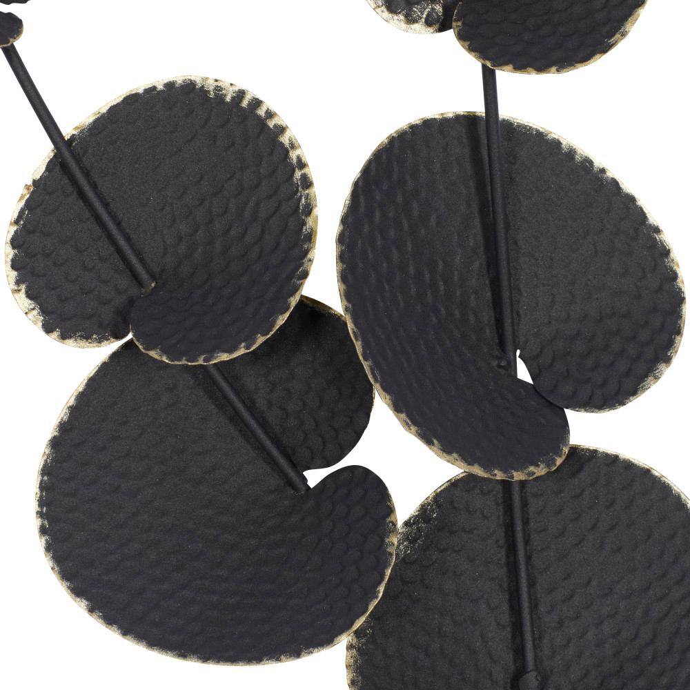 Black Metal Leaf Novelty Wall Sculpture, 17" x 36"