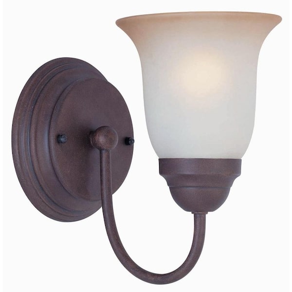 Commercial Electric 1-Light Nutmeg Sconce with Frosted Glass Shade