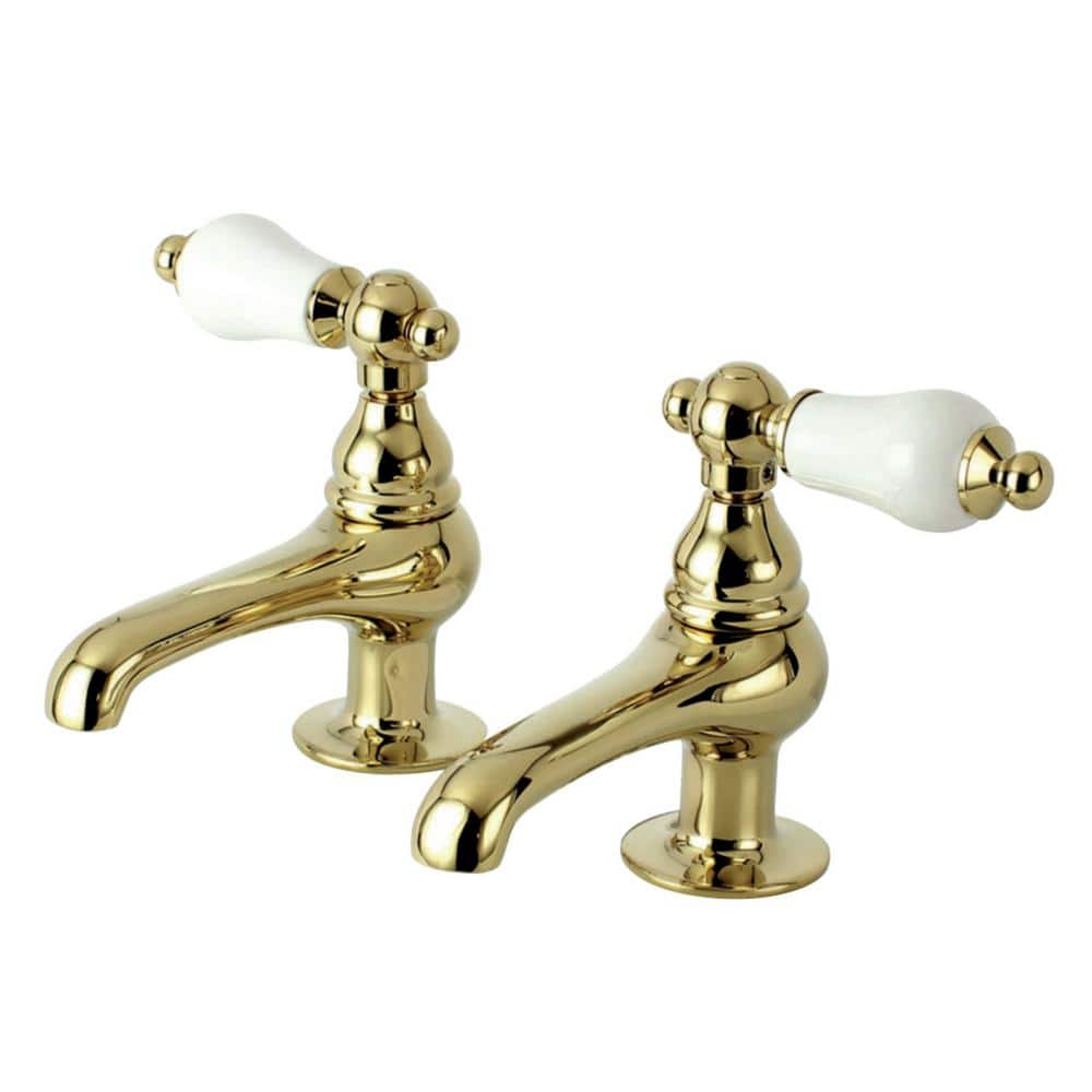 Kingston Brass Vintage Old-Fashion Basin Tap 4 in. Centerset 2-Handle Bathroom Faucet in Polished Brass