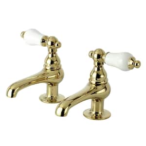 Vintage Old-Fashion Basin Tap 4 in. Centerset 2-Handle Bathroom Faucet in Polished Brass