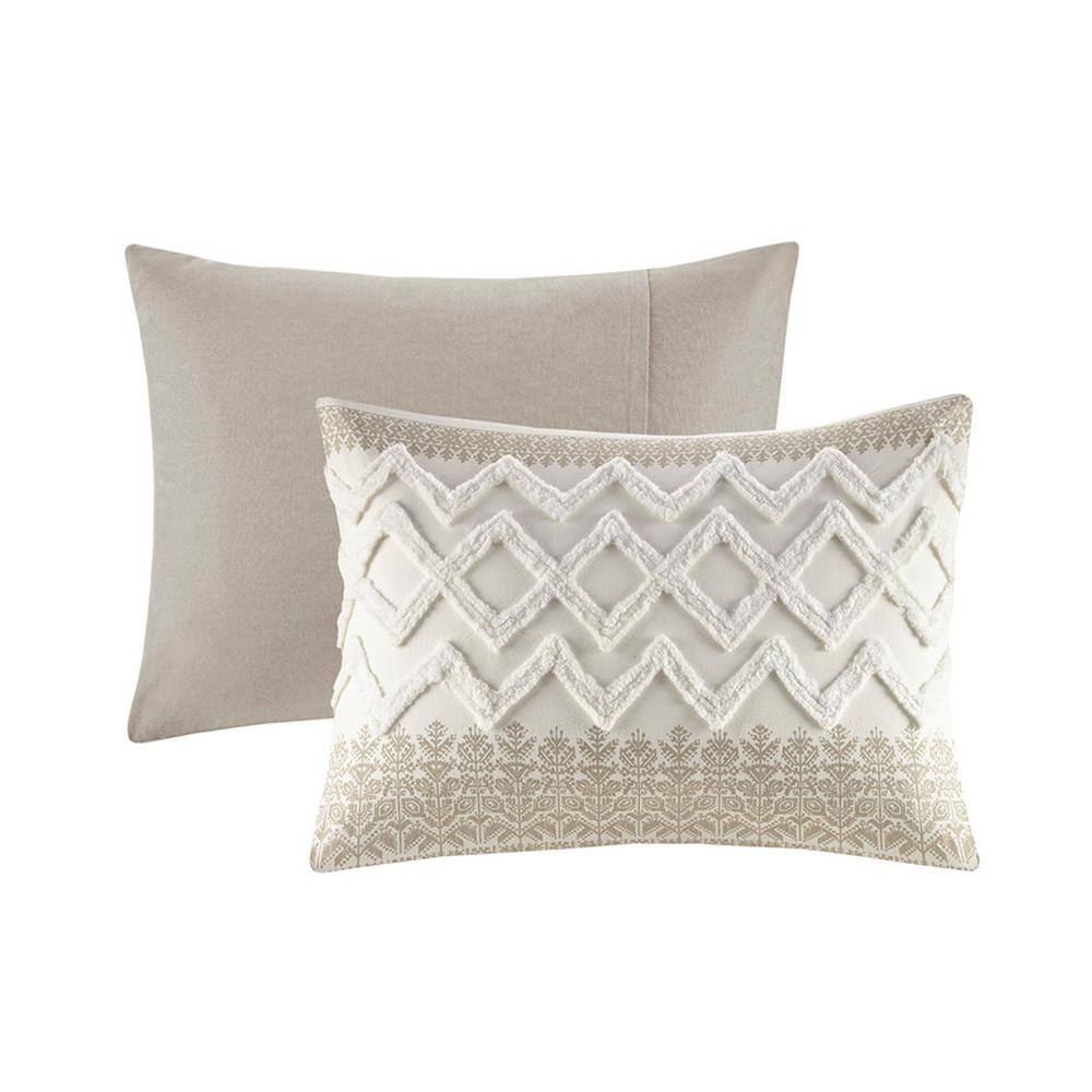 Mila Taupe Cotton King Comforter Set with Chenille Tufting
