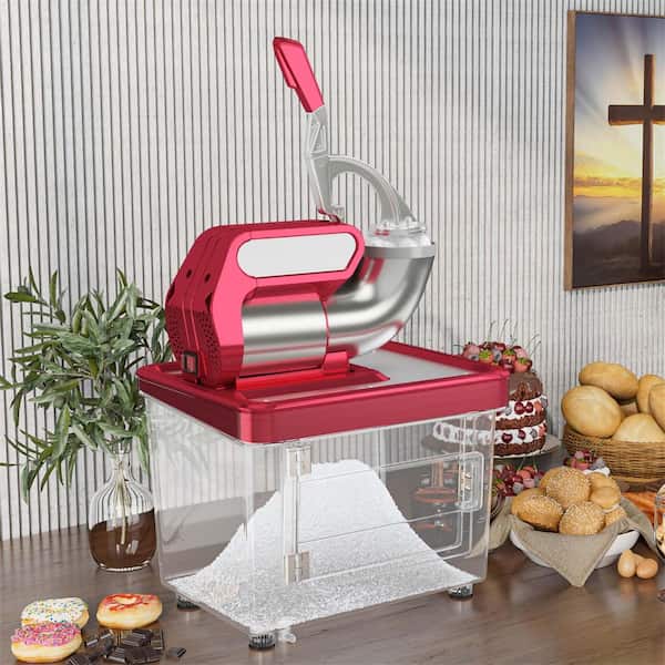 1280 oz. Red Snow Cone Machine Commercial Ice Crusher with Dual Blades Safety On/Off Switch for Home