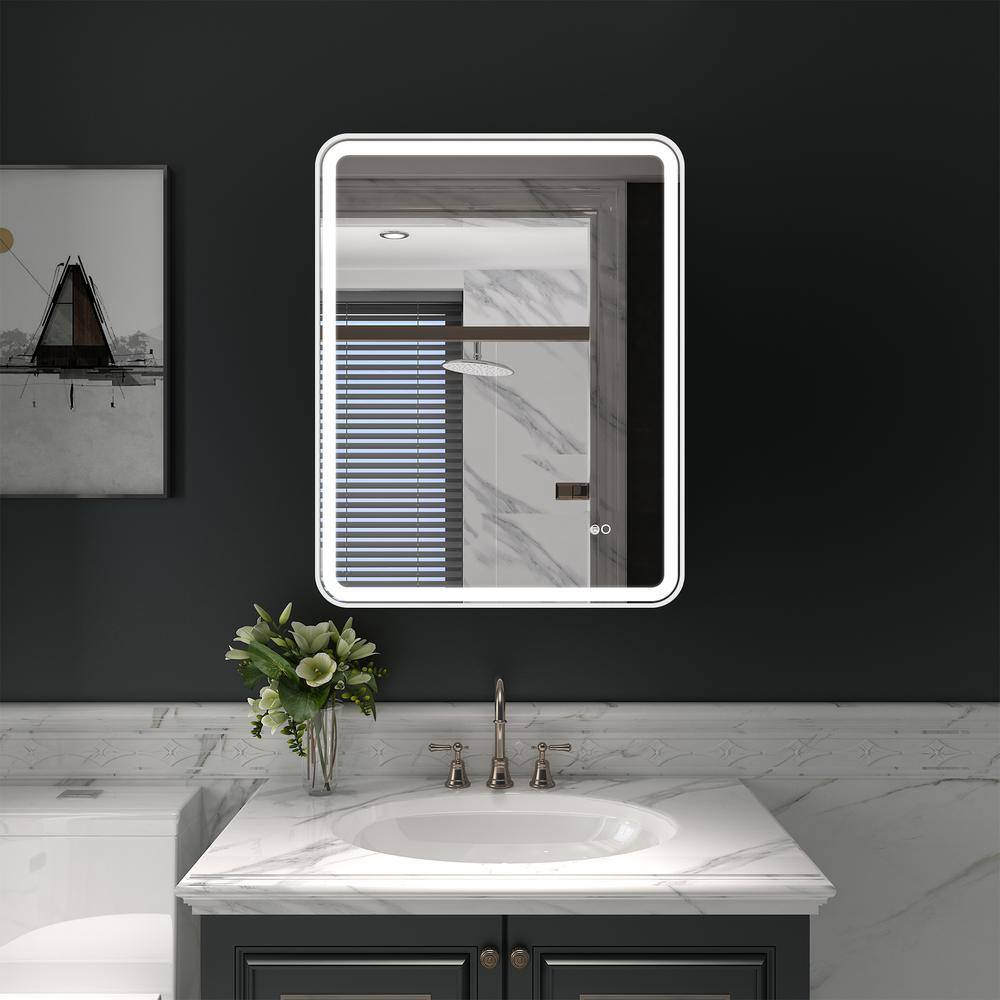 ANGELES HOME 28 in. x 36 in. Rectangular Aluminum Framed Wall Mount LED ...
