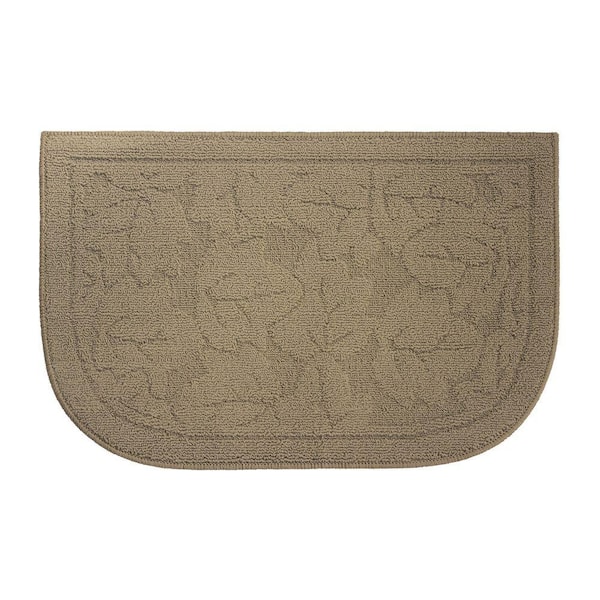 Creative Home Ideas All Maples Textured Loop Tan 18 in. x 30 in. Slice Wedge Shaped Kitchen Rug