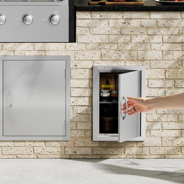 Single Outdoor Kitchen Door 14 in. W x 20 in. H BBQ Access Door Stainless Steel Flush Mount Door Wall Vertical Door