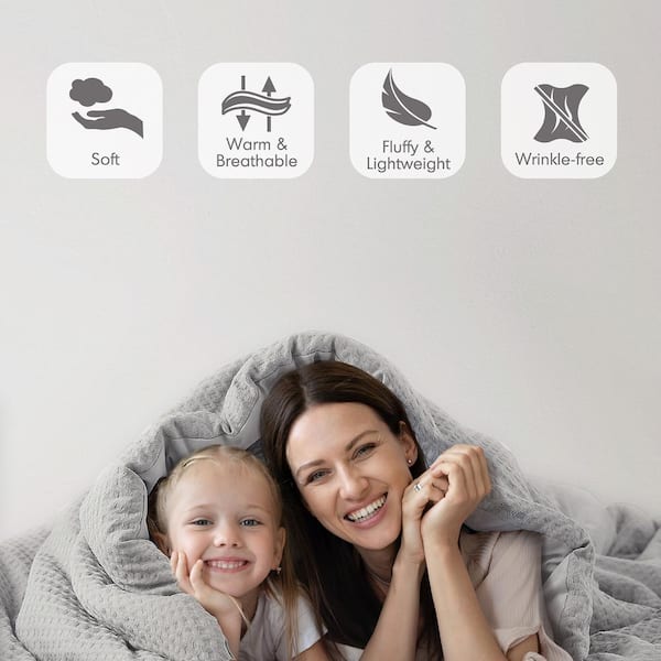 Mina 3-Piece Light Grey King/Cal King Waffle Weave Microfiber Textured Duvet Cover Set