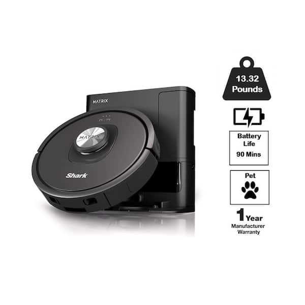 Matrix Self Emptying 13.39 in. Robotic Vacuum with Smart Navigation Self-Cleaning Brushroll in Black