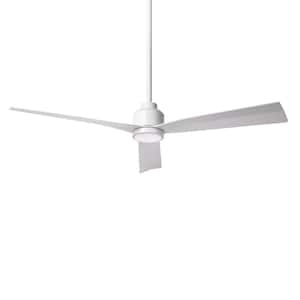 Clean 52 in. Indoor/Outdoor Matte White 3-Blade Smart Compatible Ceiling Fan with LED Light Kit and Remote Control