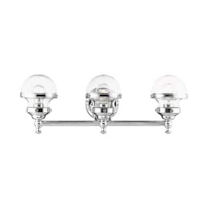 Bellhurst 24 in. 3-Light Polished Chrome Vanity Light with Clear Glass