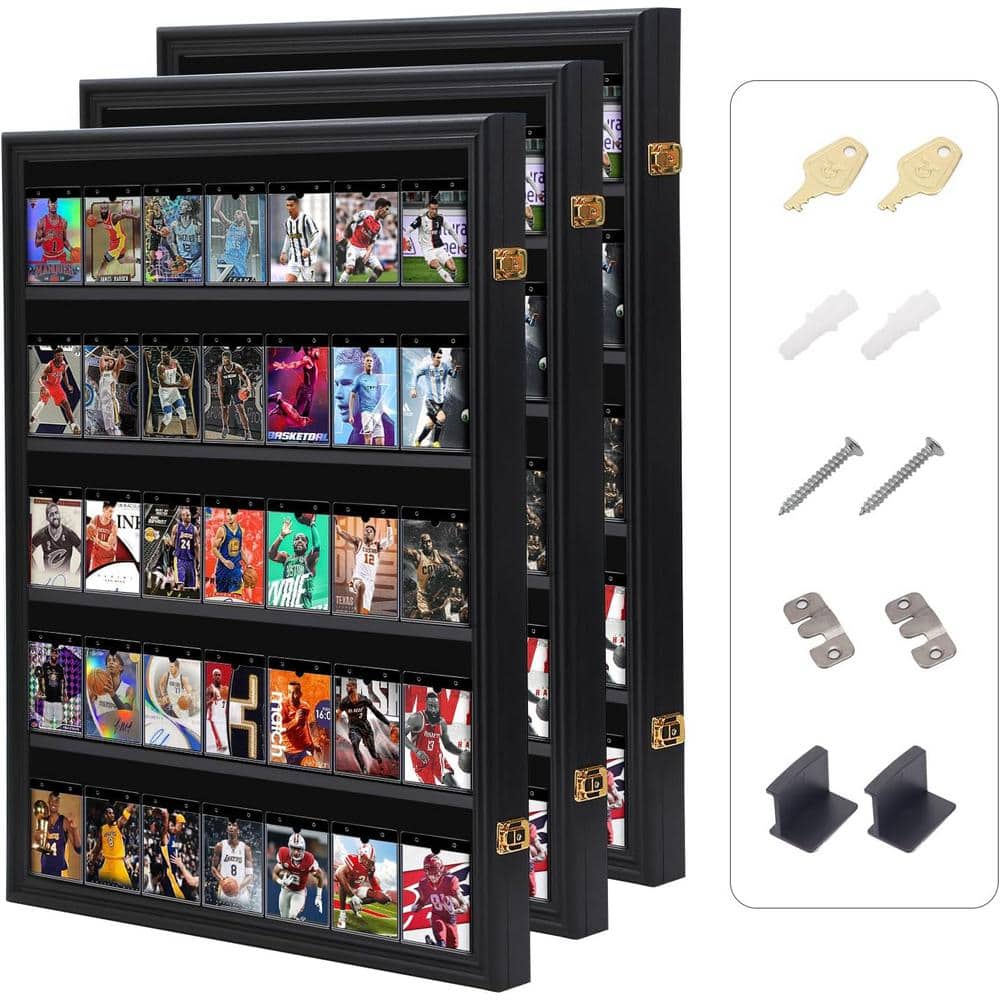 Black 24 in. x 31 in. Sports Card Display Frame Case, Baseball Card Display