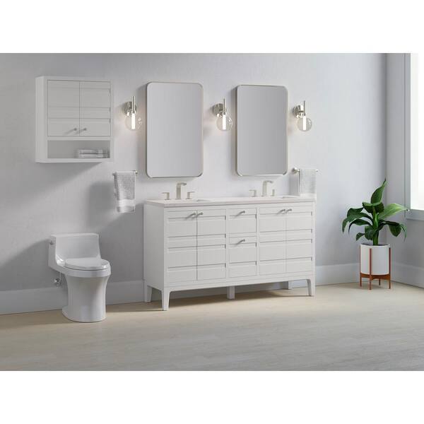 KOHLER Helst 60.12in. Double Sink Freestanding White Bath Vanity with White Quartz Top Assembled
