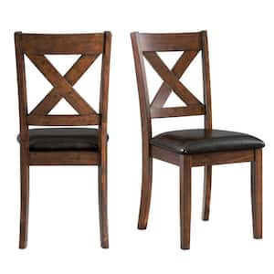 Alexa Cherry Faux Leather X-Back Dining Chair (Set of 2)