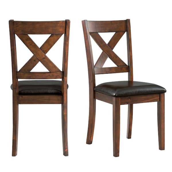 Picket House Furnishings Alexa Cherry Faux Leather X-Back Dining Chair (Set of 2)