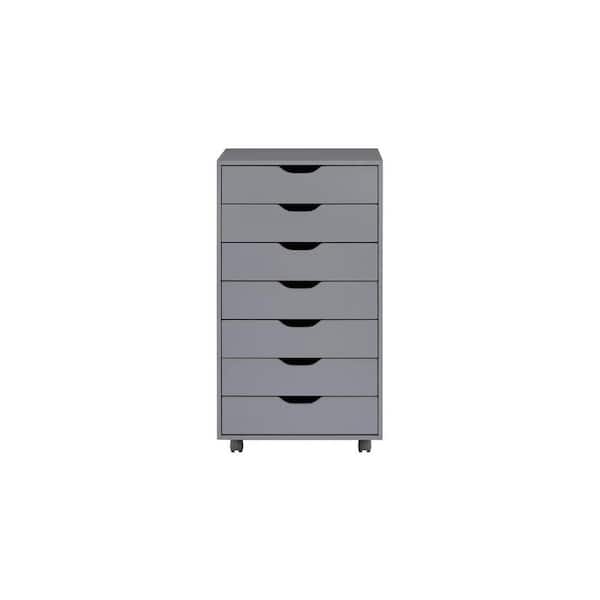 Just Home Gray 7-Drawer Bin Rolling Storage Cart