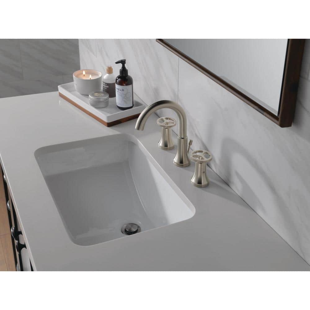 Stainless Steel Modern Widespread Bathroom Faucet with Brass Handles