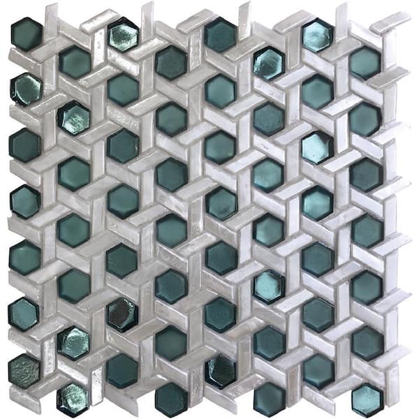 Apollo Tile Green 4 in. x 5 in. Hexagon Polished Glass Mosaic Floor and Wall Tile Sample (0.13 sq. ft./Piece)