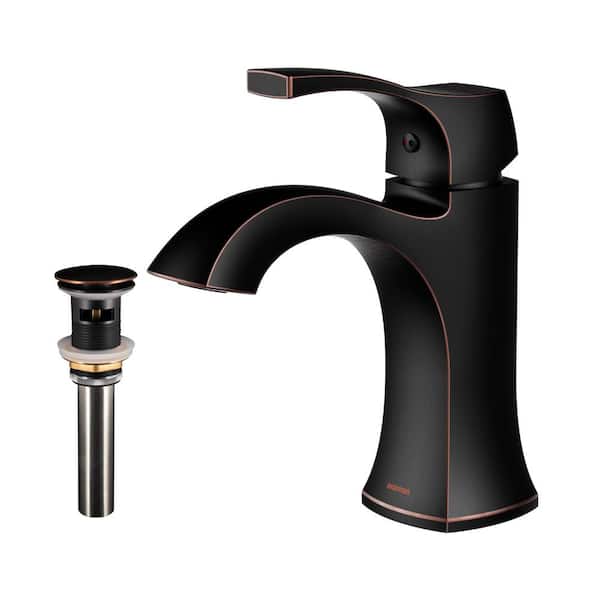Karran Randburg Single Handle Single Hole Basin Bathroom Faucet with Matching Pop-up Drain in Oil Rubbed Bronze