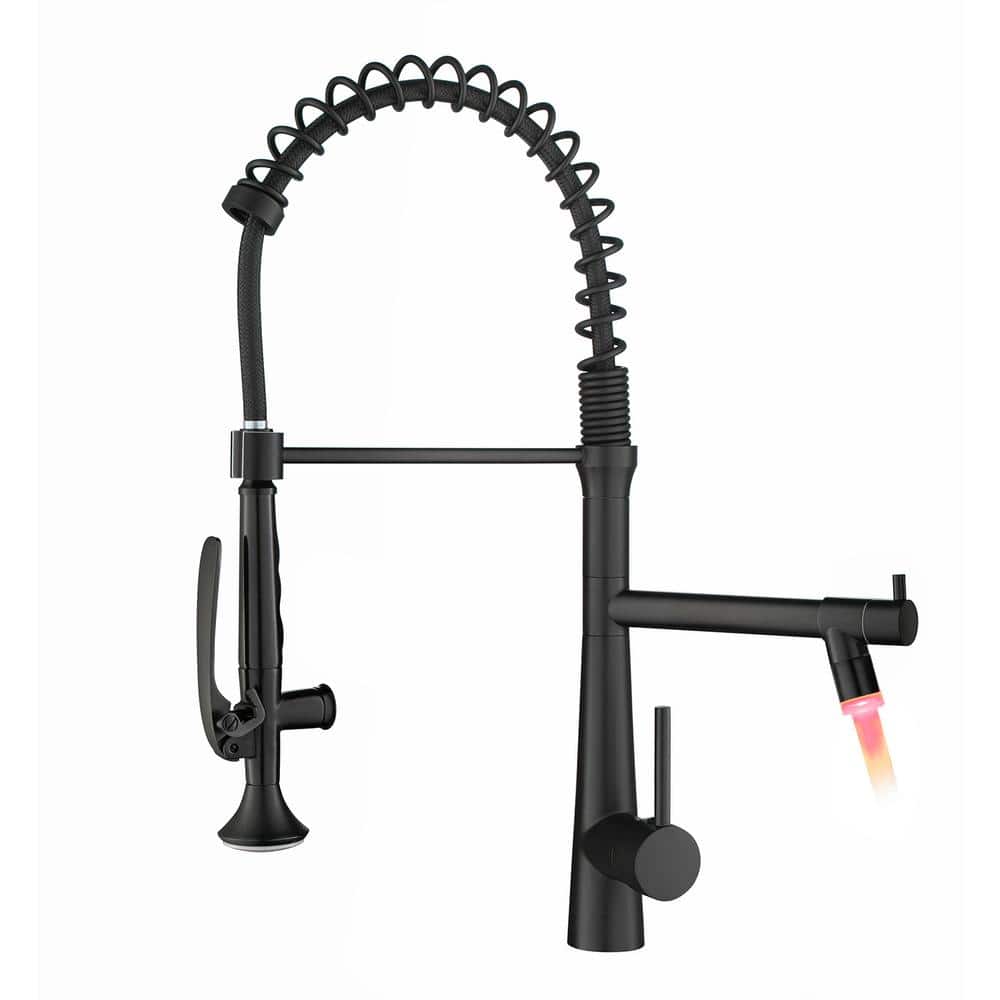 Single Handle Pull Down Sprayer Kitchen Faucet with 360° Rotation and LED 