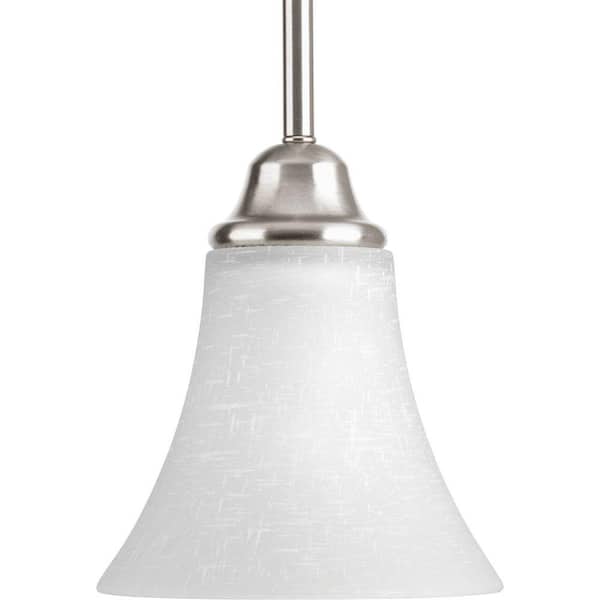 Progress Lighting Tally Collection 1-Light Brushed Nickel Mini Pendant with Linen-Finished Glass