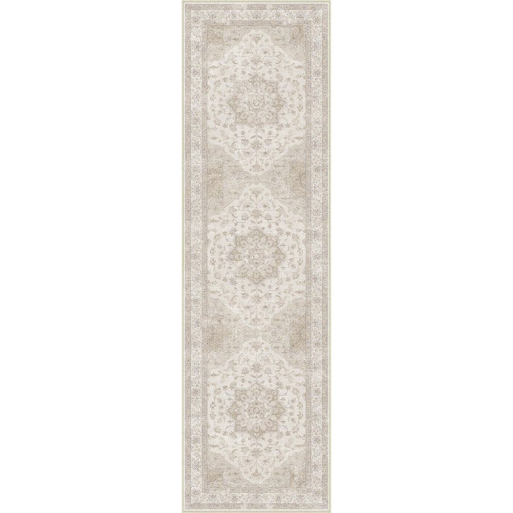 Baykal Taupe 2 ft. x 8 ft. Vintage Washable Medallion Distressed Runner Rug price history on PriceWatchPro