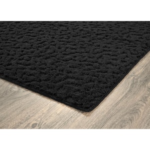 Ivy Black 3 ft. x 5 ft. Casual Tuffted Solid Color Floral Polypropylene Area Rug
