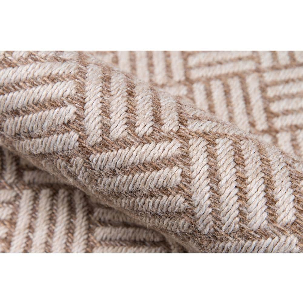 Tan Geometric Stain-Resistant Synthetic Indoor Outdoor Rug