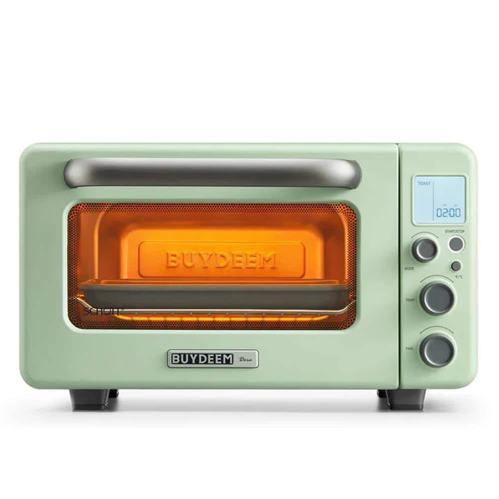 12.5 qt Mini Digital Toaster Oven 1600W No Preheat Needed Small Toaster Oven (Cozy Greenish)
