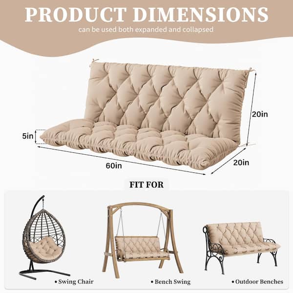 60 in. x 40 in. 2-3 Seater Patio Contoured Replacement Bench Cushion Outdoor Porch Swing Cushion Cushion Sand