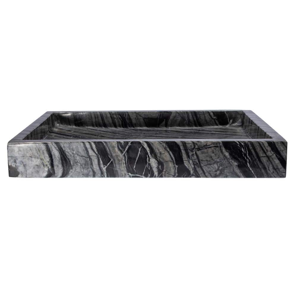 Charcoal Gray Stone Rectangular Vessel Bathroom Sink