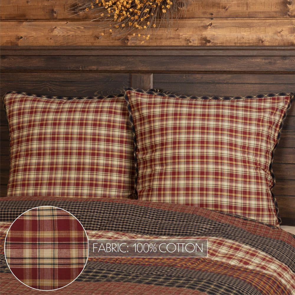 Beckham Rust and Khaki Plaid Cotton Euro Sham