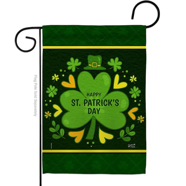 Angeleno Heritage MADE AND DESIGNED LOS ANGELES CALIFORNIA 13 in. x 18.5 in. St Pat's Clover Spring Double-Sided Garden Flag Spring Decorative Vertical Flags