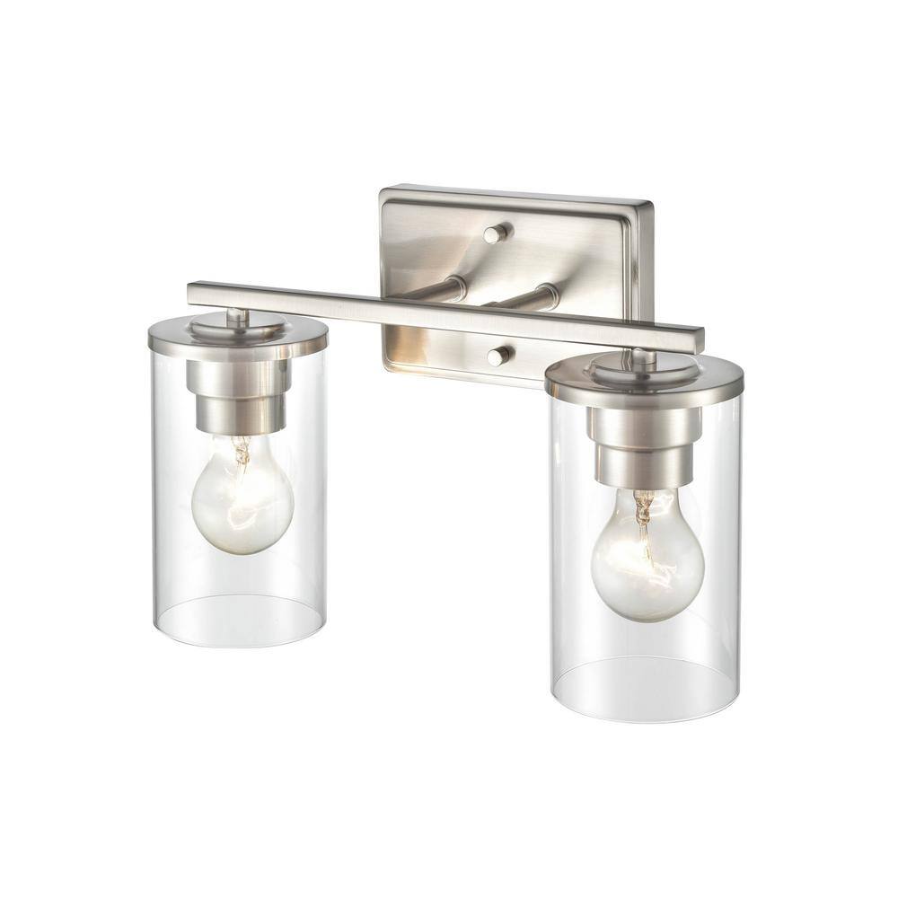 Verlana Brushed Nickel 2-Light Dimmable Outdoor Vanity Fixture