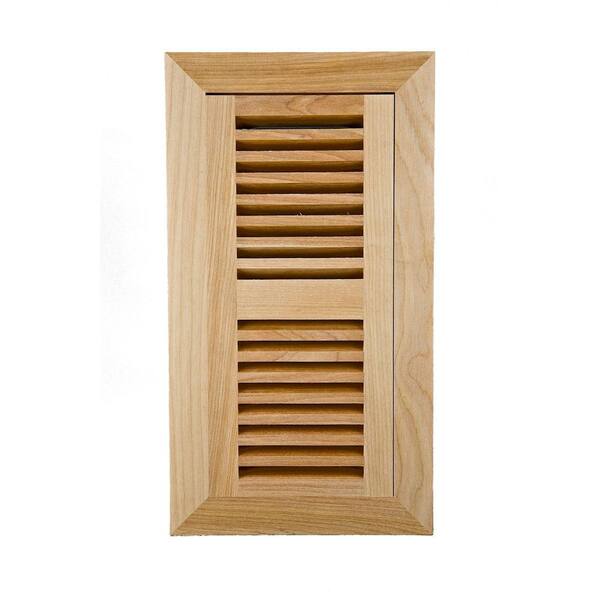 Image Wood Vents 4 x 12 Red Birch Ready to Finish Flush Mount Air Register with Metal Damper-DISCONTINUED
