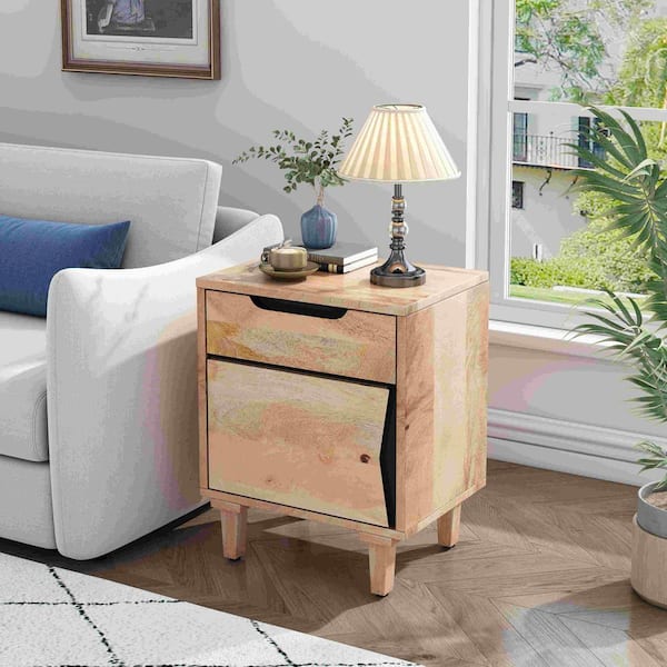 Natural 1 Drawer 18 in. W Nightstand