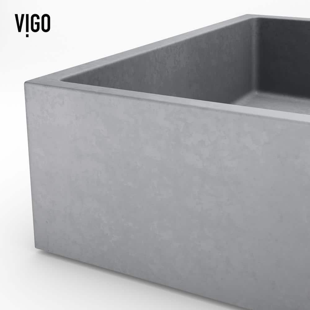 Concreto Stone 24" Gray Rectangular Vessel Bathroom Sink