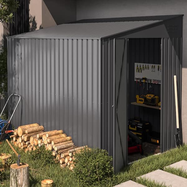 AECOJOY 6 ft. W x 8 ft. D Outdoor Metal Lean to Shed Garden