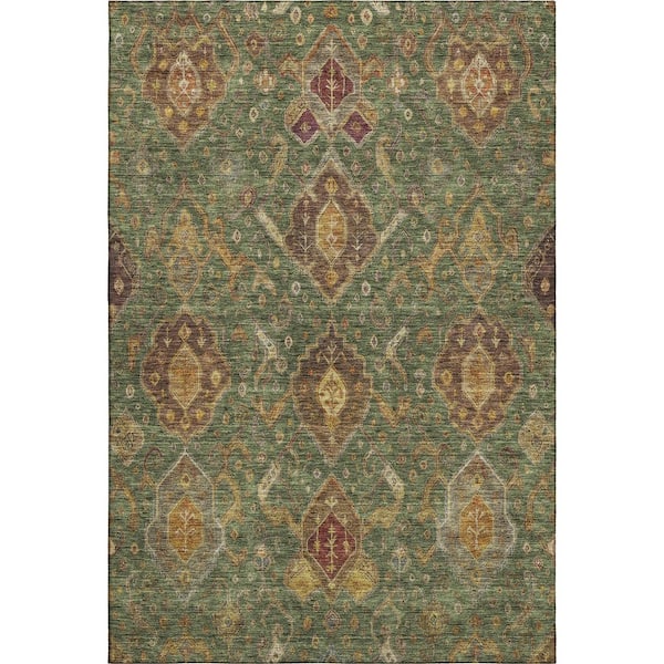 Mayfield Premium Machine Washable Abstract AMF2306 Fern 10 ft. x 14 ft. Area Rug